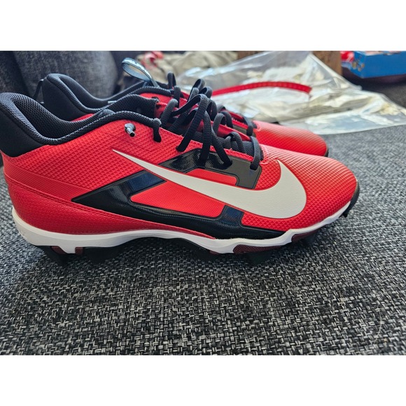 Nike Alpha Menace 4 Shark Football Cleats Red Black White Mens 10 NWT